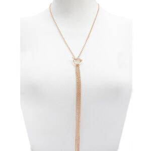 Forever 21 Lariat Drop Tassel Necklace Gold Glam Long Necklace